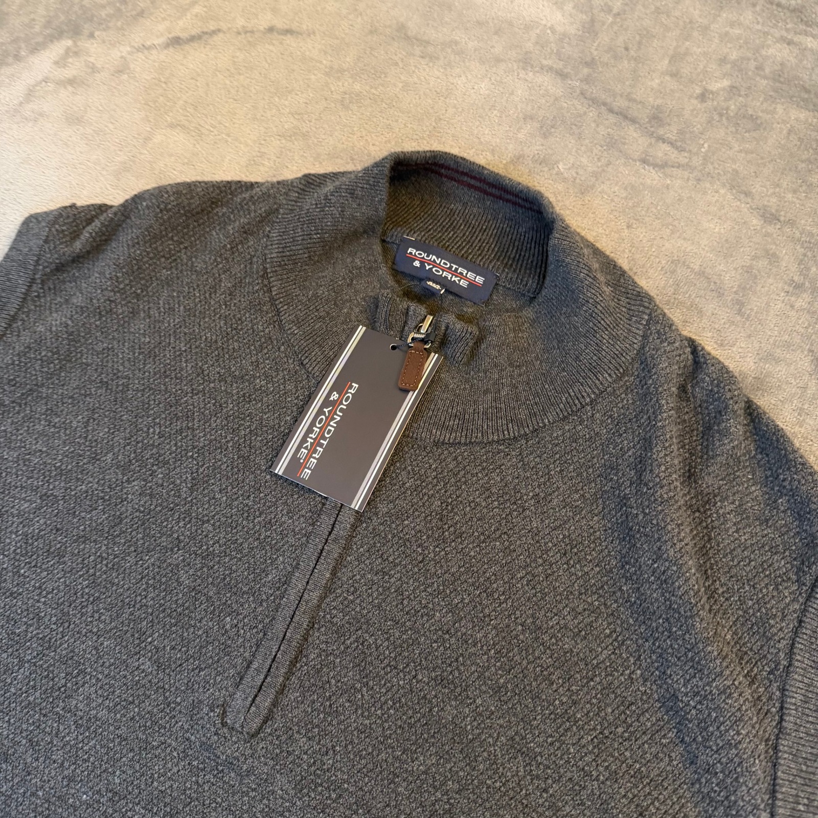 Roundtree & Yorke Quarter Zip Sweater Vest Mens 3xb Gray Cotton Blend Knit Nwt